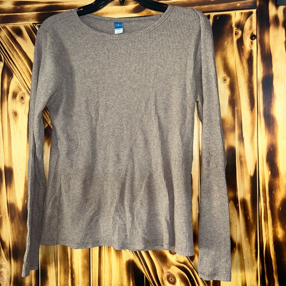 Old Navy Women's Ribbed Long Sleeve Top - Brown